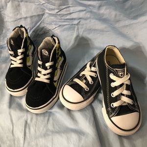 Vans Toddler Sz 7 High Top Black/yellow Flames. 507452. Freebee Converse Sz 7